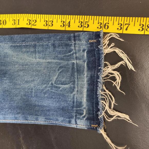 BLANKNYC Blue Denim Embroidered Raw Hem Skinny Jeans Women Size 26 - Picture 10 of 12